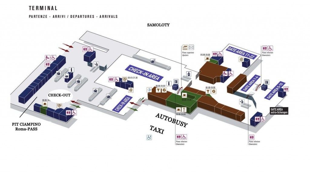 Lotnisko CIAMPINO - mapa terminalu